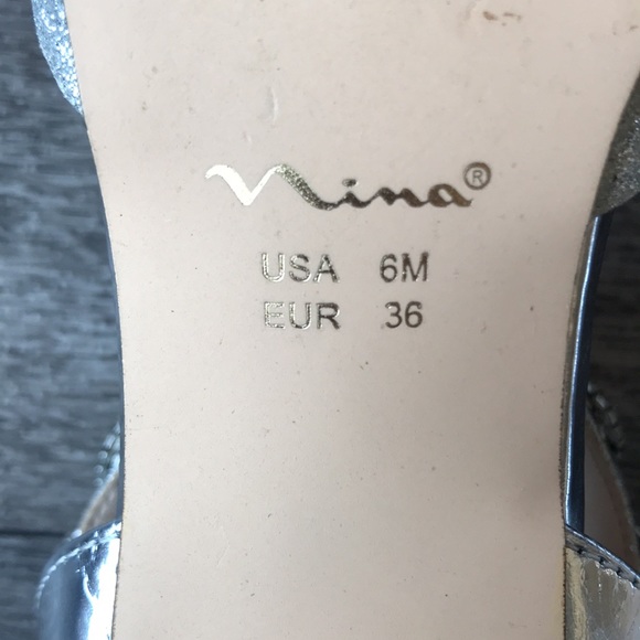 Nina Pointed Toe Sparkly Metallic Silver Heels - Picture 8 of 11